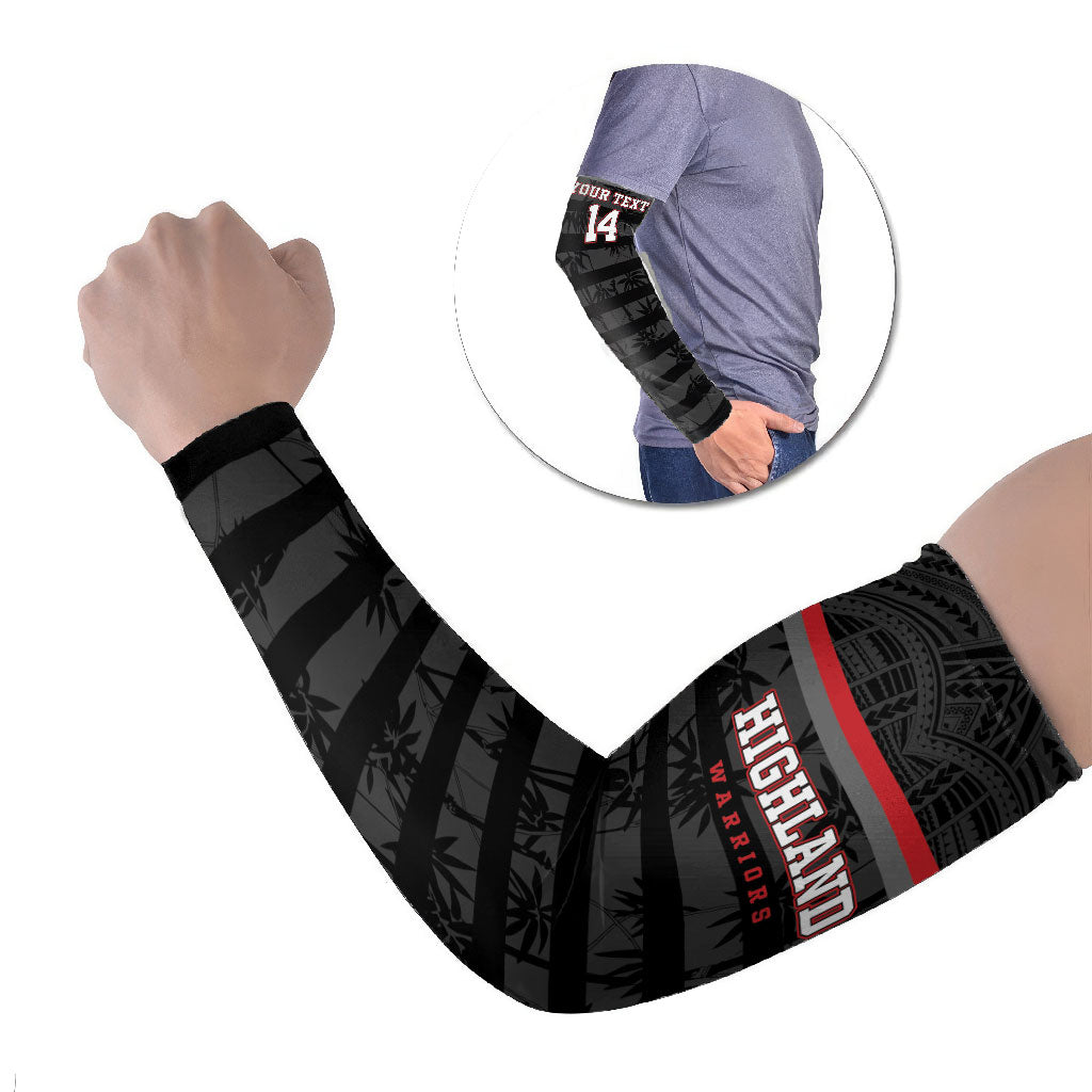 Fiji Naitasiri Rugby Custom Arm Sleeves Go Highland Warriors LT14 Set of 2 Black - Polynesian Pride