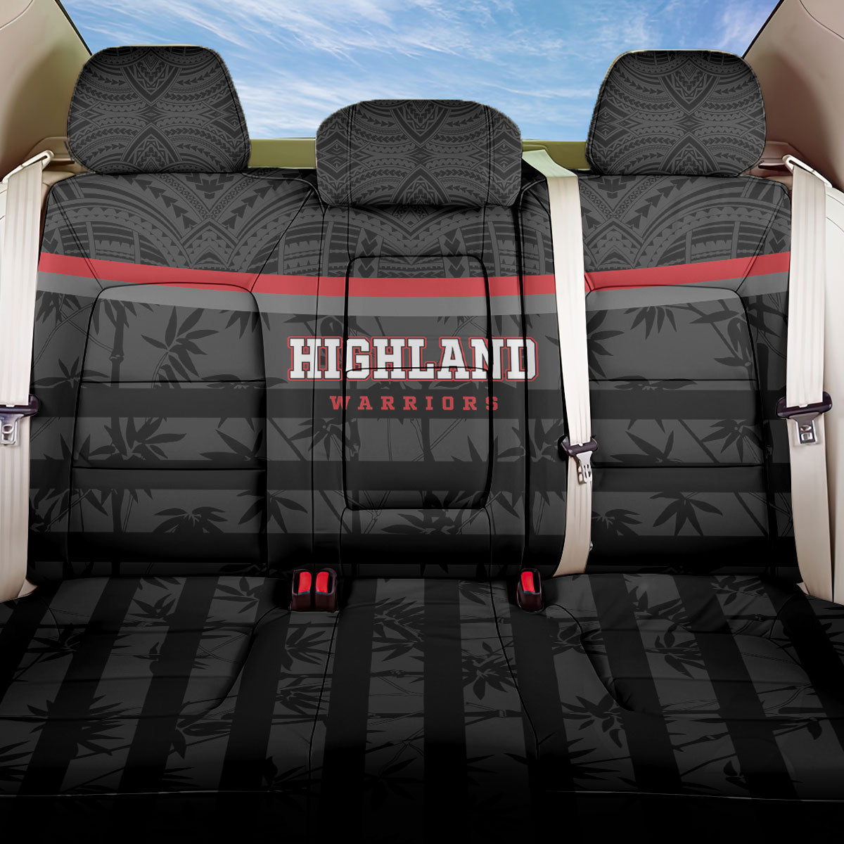 Fiji Naitasiri Rugby Back Car Seat Cover Go Highland Warriors LT14 One Size Black - Polynesian Pride