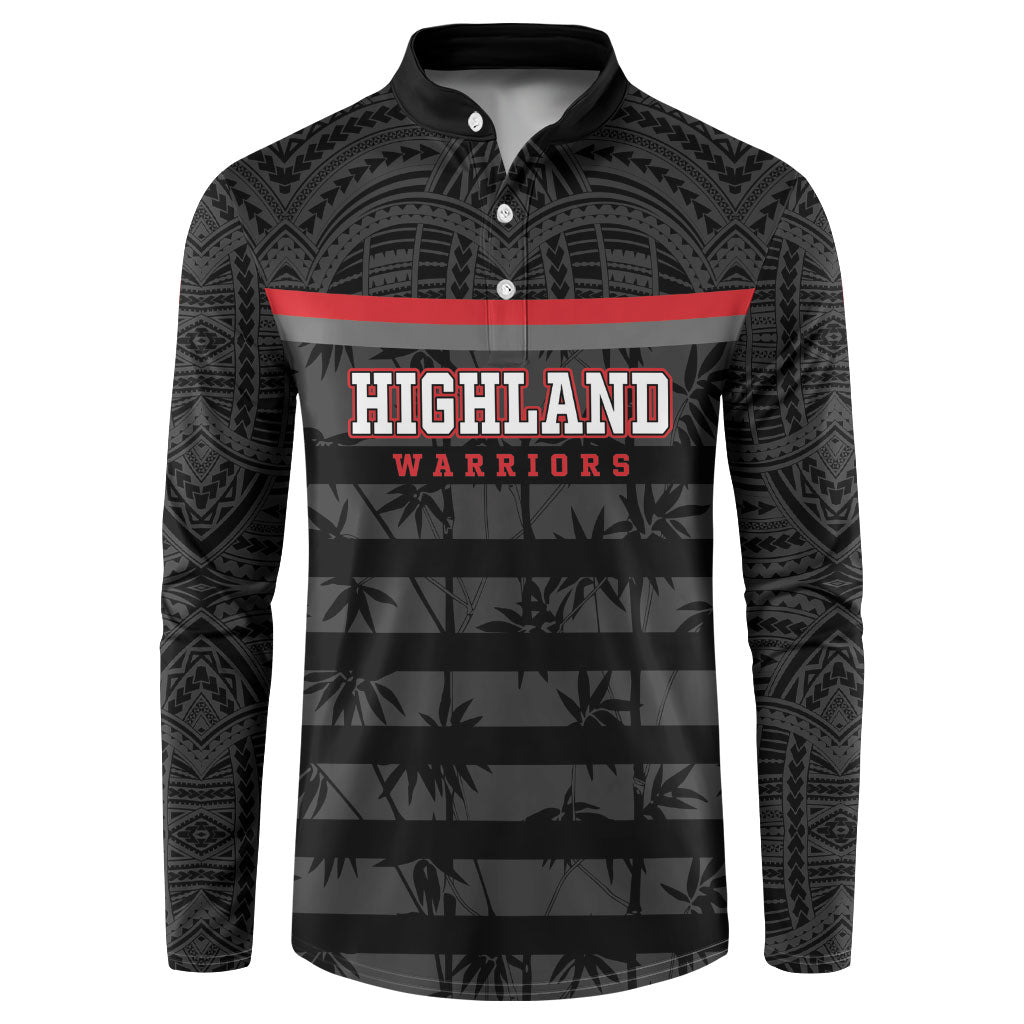 Fiji Naitasiri Rugby Custom Button Sweatshirt Go Highland Warriors LT14 Black - Polynesian Pride