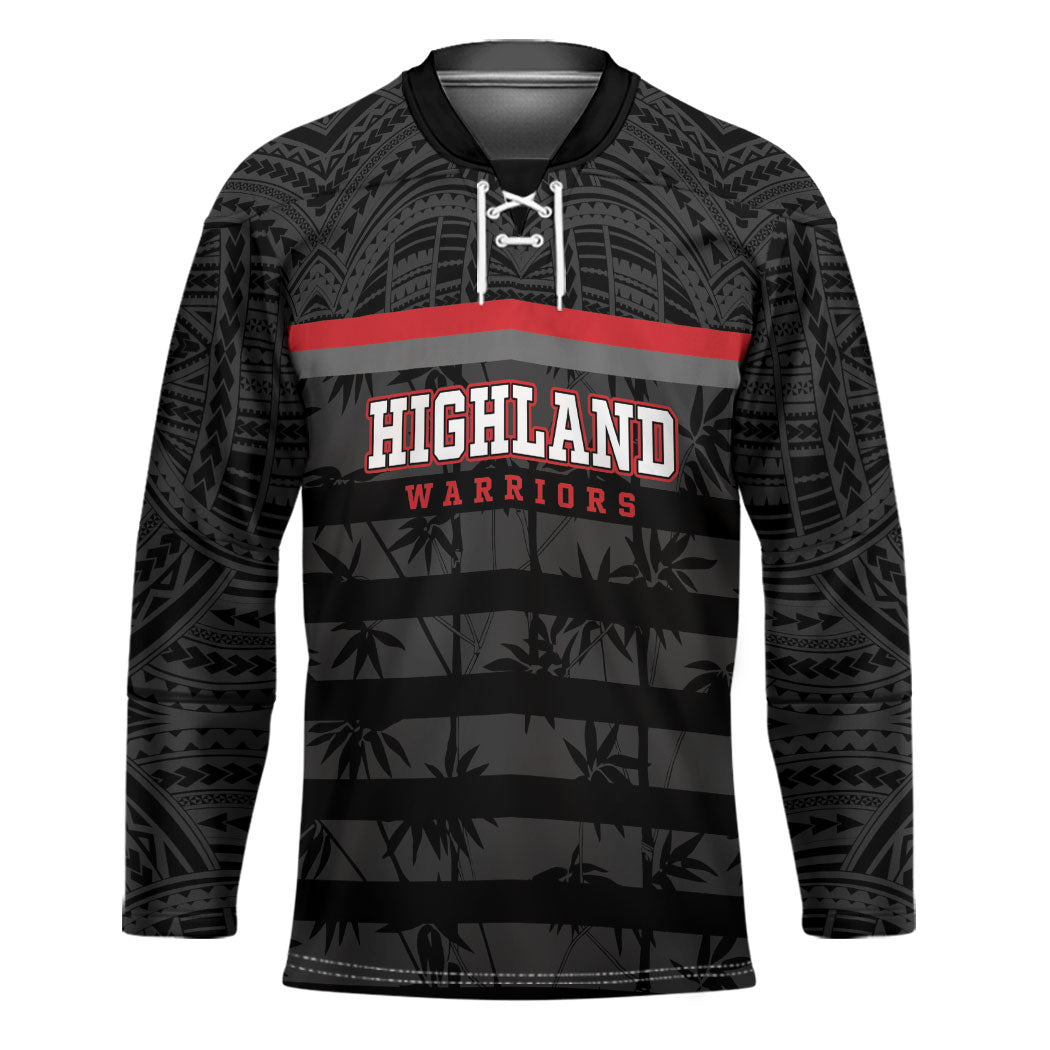 Fiji Naitasiri Rugby Custom Hockey Jersey Go Highland Warriors LT14 Unisex Black - Polynesian Pride