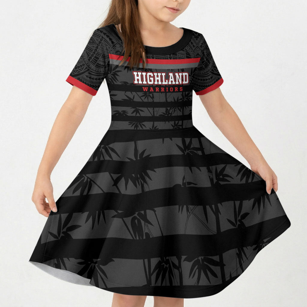 Fiji Naitasiri Rugby Custom Kid Short Sleeve Dress Go Highland Warriors LT14 KID Black - Polynesian Pride
