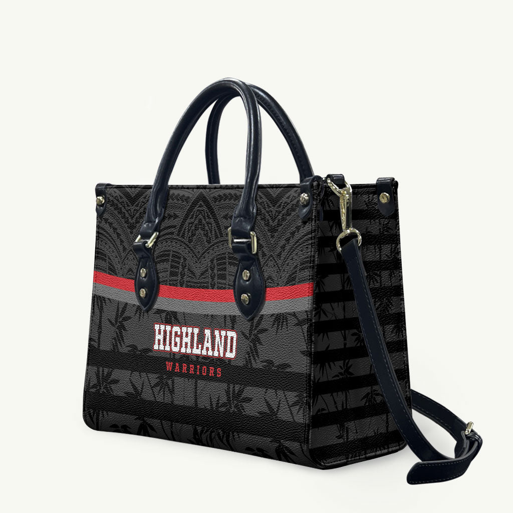 Fiji Naitasiri Rugby Leather Bag Go Highland Warriors LT14 Black - Polynesian Pride