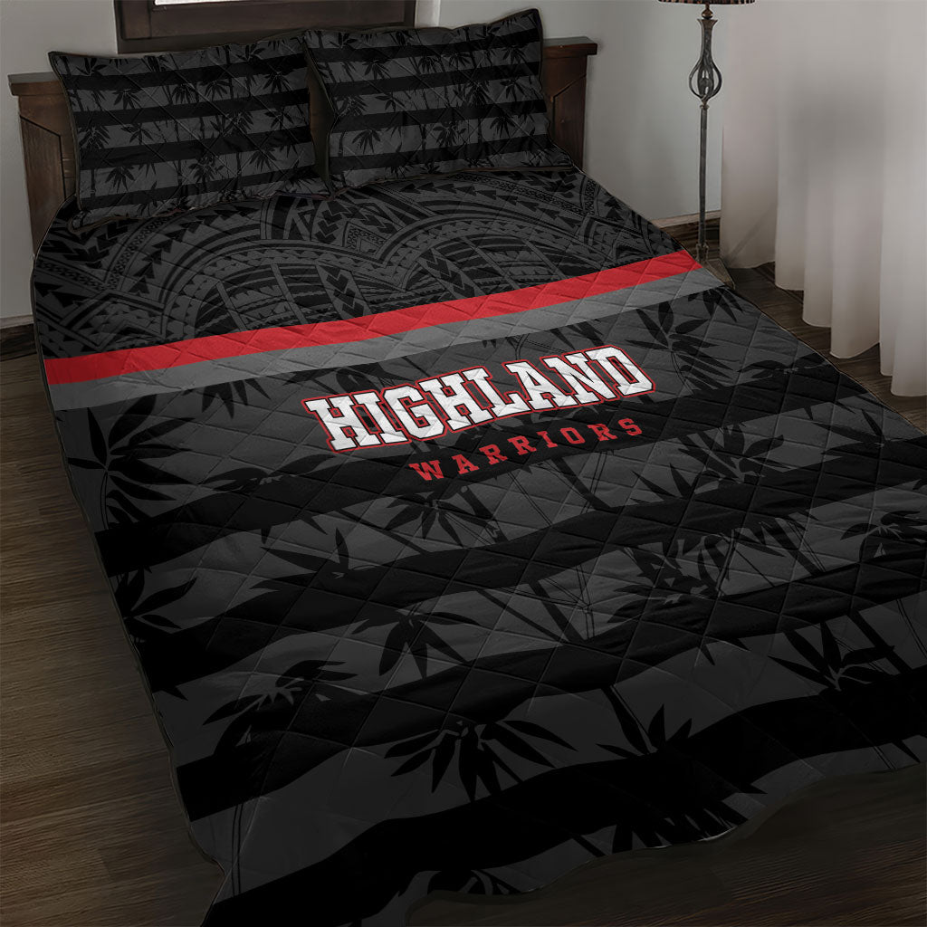 Fiji Naitasiri Rugby Quilt Bed Set Go Highland Warriors LT14 Black - Polynesian Pride
