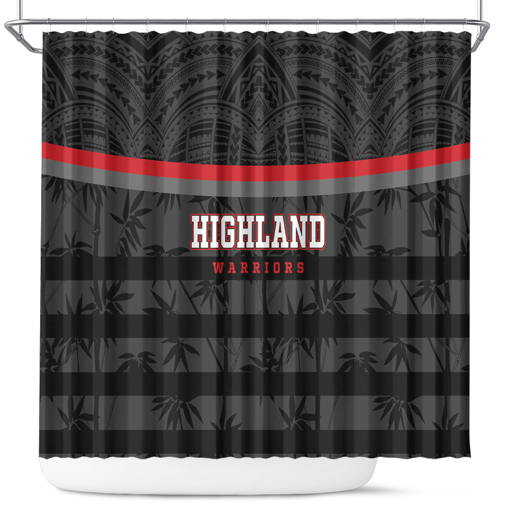 Fiji Naitasiri Rugby Shower Curtain Go Highland Warriors LT14 Black - Polynesian Pride