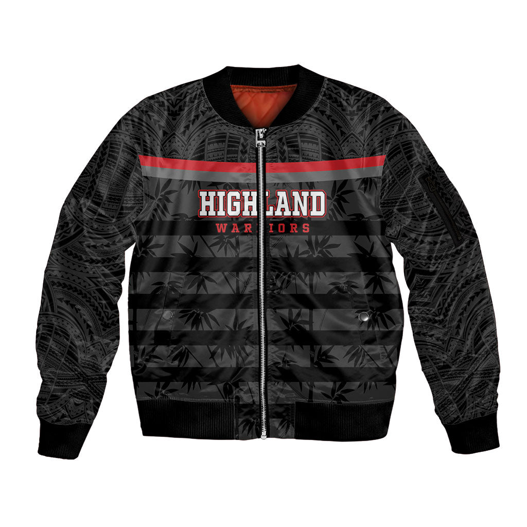 Fiji Naitasiri Rugby Custom Sleeve Zip Bomber Jacket Go Highland Warriors LT14 Unisex Black - Polynesian Pride