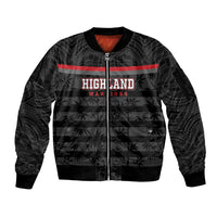 Fiji Naitasiri Rugby Custom Sleeve Zip Bomber Jacket Go Highland Warriors LT14 Unisex Black - Polynesian Pride