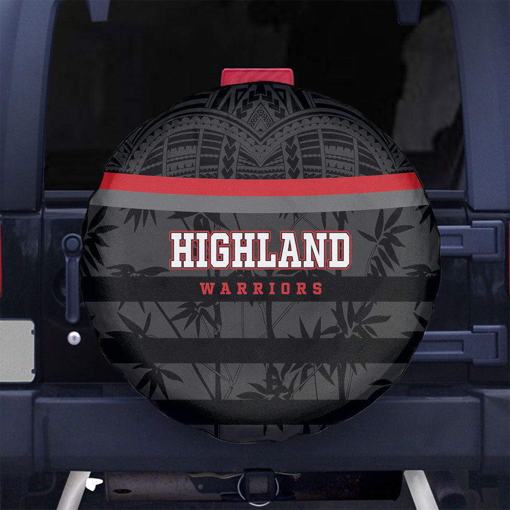 Fiji Naitasiri Rugby Spare Tire Cover Go Highland Warriors LT14 No hole Black - Polynesian Pride