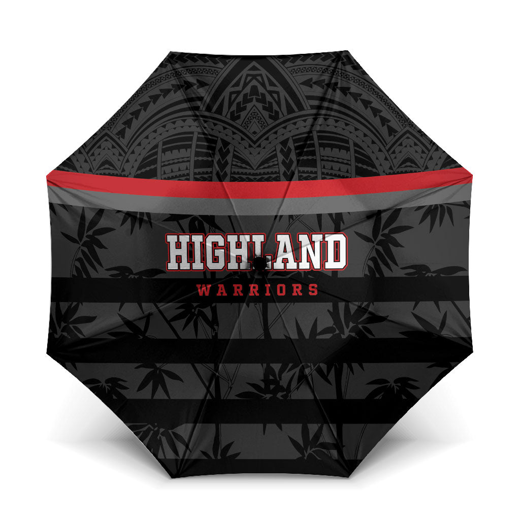 Fiji Naitasiri Rugby Umbrella Go Highland Warriors LT14 One Size Folded 11.42 inch Opened Diameter 37.4 inch Black - Polynesian Pride