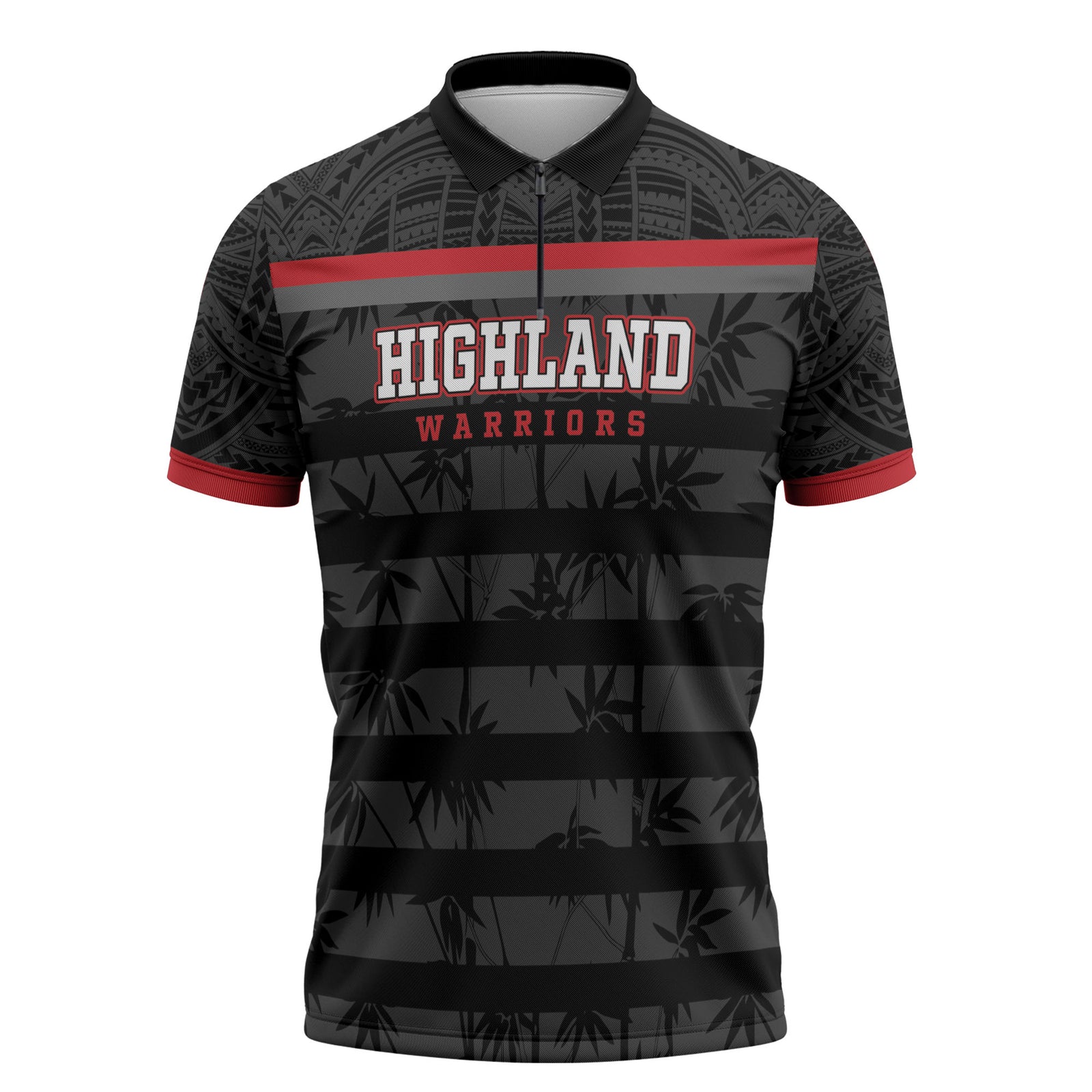 Fiji Naitasiri Rugby Custom Zipper Polo Shirt Go Highland Warriors LT14 Black - Polynesian Pride