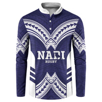 Fiji Nadi Rugby Custom Button Sweatshirt Kikau O Nadi Ko LT14 Blue - Polynesian Pride