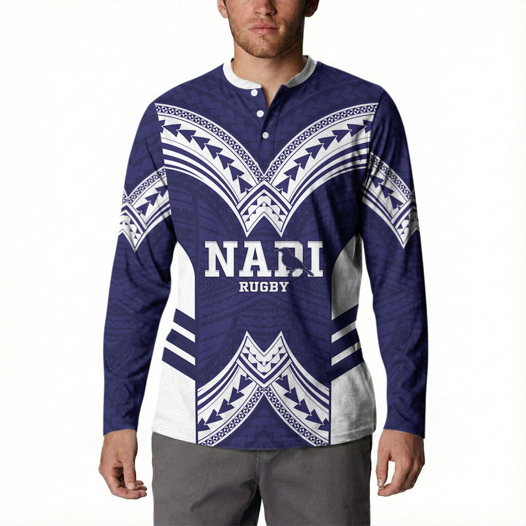 Fiji Nadi Rugby Custom Button Sweatshirt Kikau O Nadi Ko LT14 - Polynesian Pride