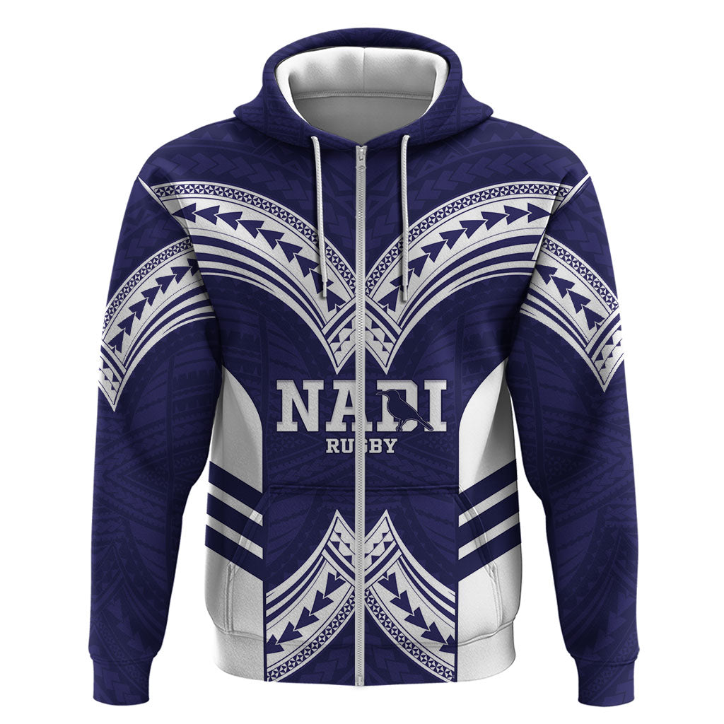 Fiji Nadi Rugby Custom Hoodie Kikau O Nadi Ko LT14 Zip Hoodie Blue - Polynesian Pride