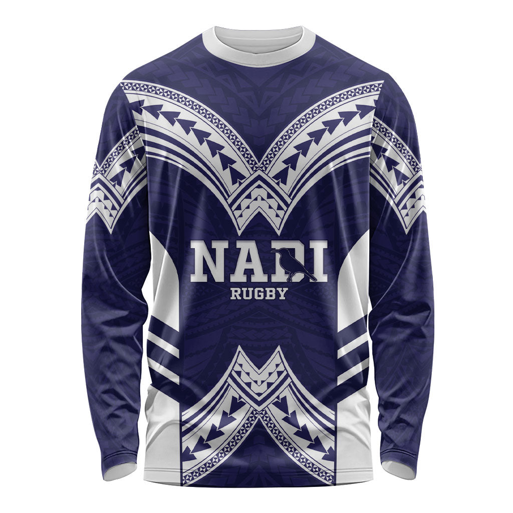 Fiji Nadi Rugby Custom Long Sleeve Shirt Kikau O Nadi Ko LT14 Unisex Blue - Polynesian Pride