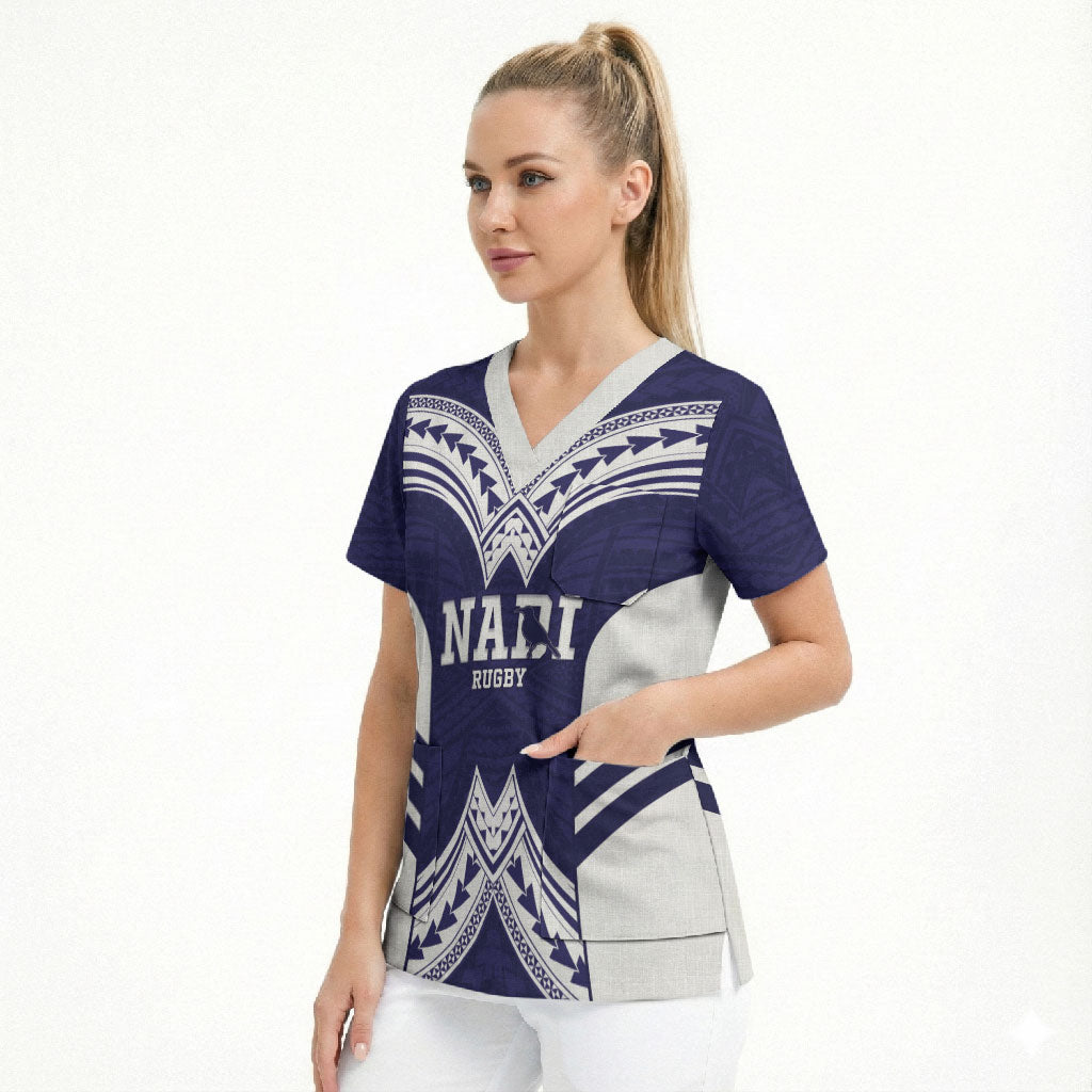 Fiji Nadi Rugby Custom Scrub Top Kikau O Nadi Ko LT14 - Polynesian Pride
