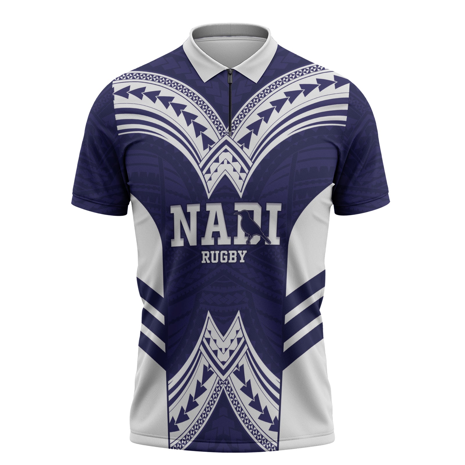 Fiji Nadi Rugby Custom Zipper Polo Shirt Kikau O Nadi Ko LT14 Blue - Polynesian Pride