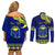 Personalised Fiji Natabua High School Couples Matching Off Shoulder Short Dress and Long Sleeve Button Shirt Fijian Tapa Pattern LT14 - Polynesian Pride