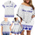 Personalised Fiji Labasa College Family Matching Off Shoulder Short Dress and Hawaiian Shirt Fijian Tapa Pattern LT14 - Polynesian Pride