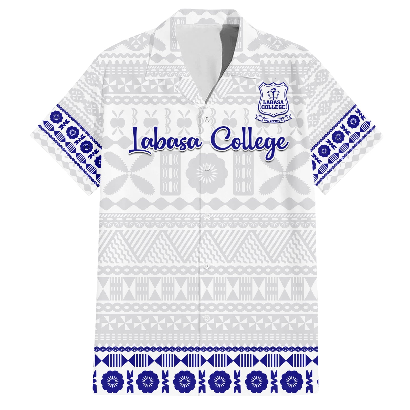 Personalised Fiji Labasa College Hawaiian Shirt Fijian Tapa Pattern LT14 White - Polynesian Pride