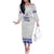 Personalised Fiji Labasa College Off The Shoulder Long Sleeve Dress Fijian Tapa Pattern LT14 Women White - Polynesian Pride