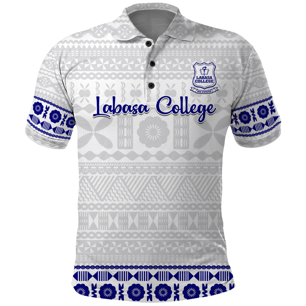 Personalised Fiji Labasa College Polo Shirt Fijian Tapa Pattern LT14 White - Polynesian Pride