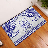 Personalised Fiji Labasa College Rubber Doormat Fijian Tapa Pattern LT14 White - Polynesian Pride