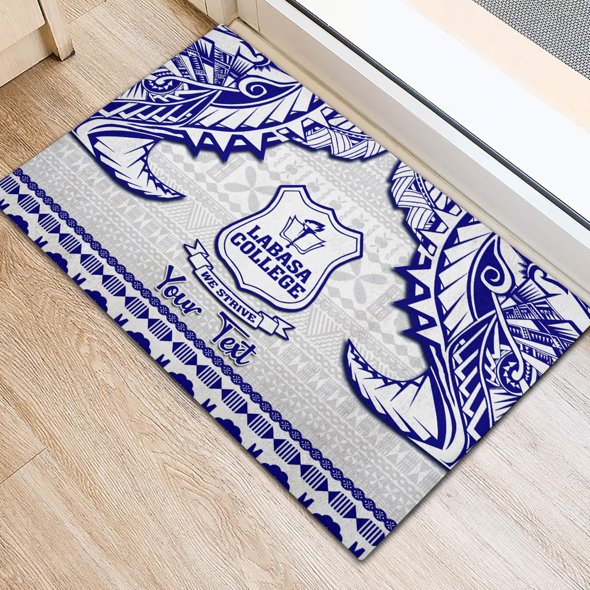 Personalised Fiji Labasa College Rubber Doormat Fijian Tapa Pattern LT14 - Polynesian Pride