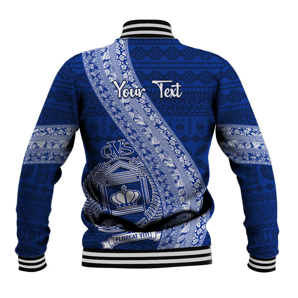 Personalised Fiji Queen Victoria School Baseball Jacket Fijian Tapa Pattern LT14 - Polynesian Pride
