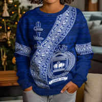 Personalised Fiji Queen Victoria School Kid Ugly Christmas Sweater Fijian Tapa Pattern LT14 - Polynesian Pride