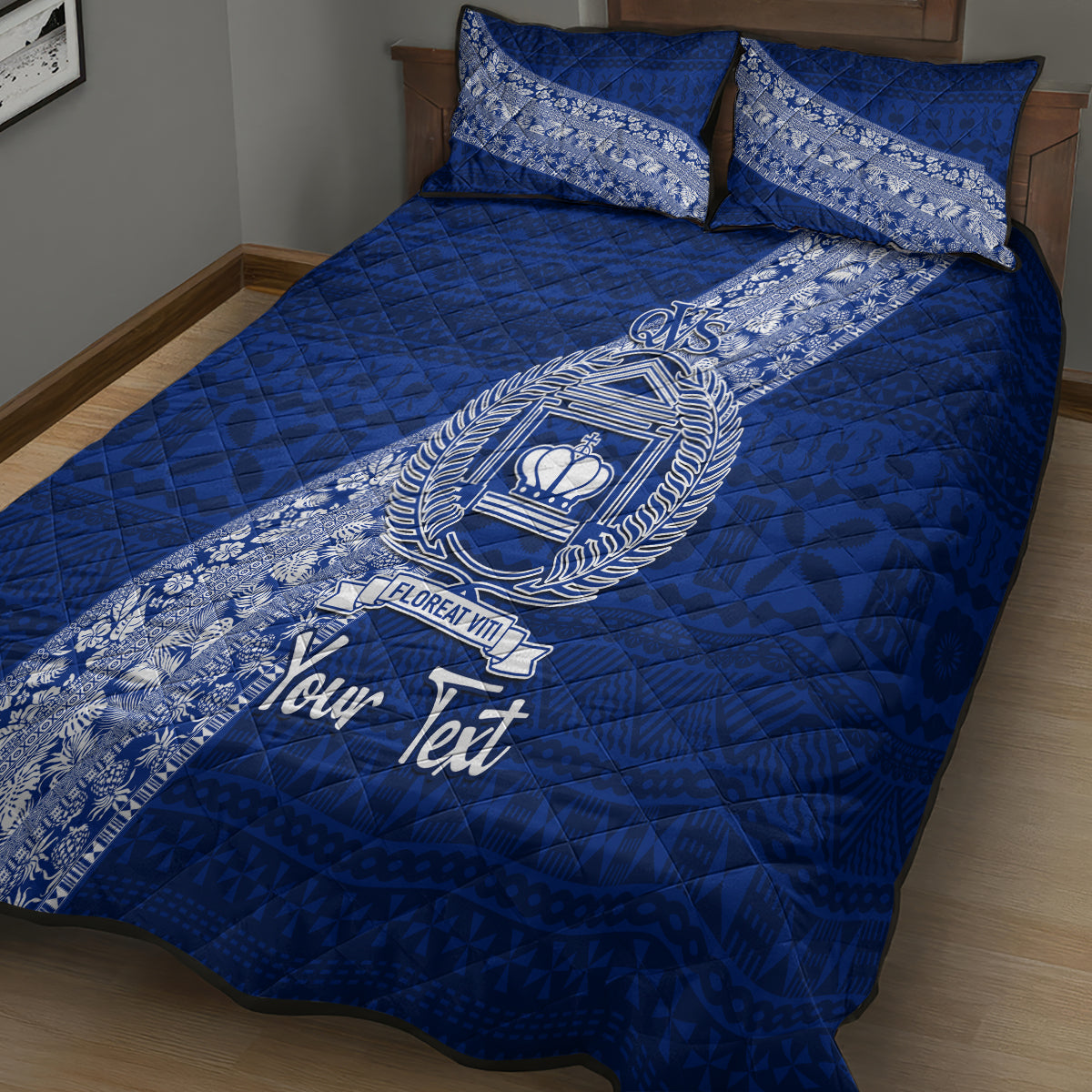 Personalised Fiji Queen Victoria School Quilt Bed Set Fijian Tapa Pattern LT14 - Polynesian Pride