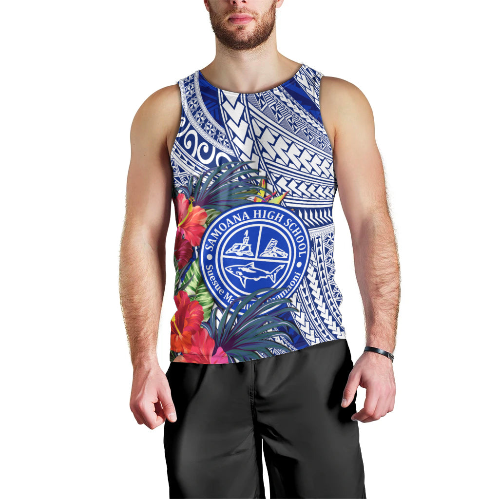 Personalised Samoana High School Men Tank Top American Samoa Schools Polynesian Tropical Flowers LT14 - Polynesian Pride