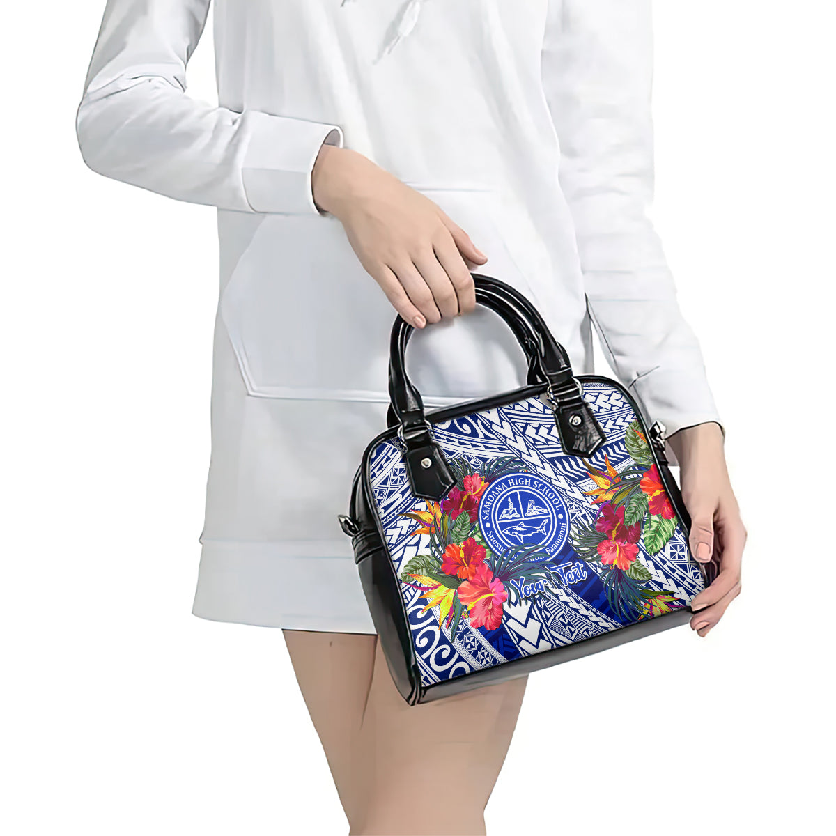 Personalised Samoana High School Shoulder Handbag American Samoa Schools Polynesian Tropical Flowers LT14 - Polynesian Pride
