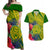 Personalised Leone High School Couples Matching Off Shoulder Maxi Dress and Hawaiian Shirt American Samoa Schools Polynesian Tropical Flowers LT14 Green - Polynesian Pride