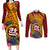 Personalised Tafuna High School Couples Matching Long Sleeve Bodycon Dress and Long Sleeve Button Shirt American Samoa Schools Polynesian Tropical Flowers LT14 Maroon - Polynesian Pride