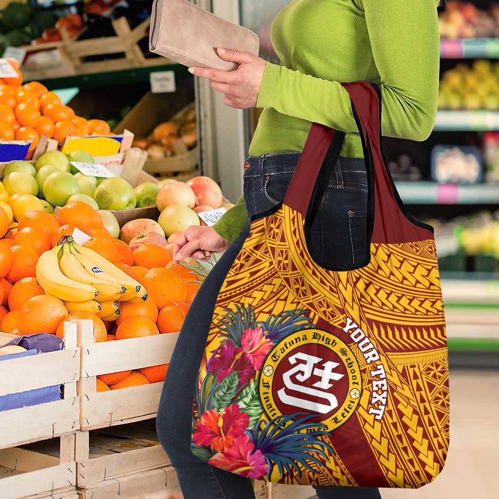 Personalised Tafuna High School Grocery Bag American Samoa Schools Polynesian Tropical Flowers LT14 - Polynesian Pride