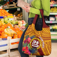 Personalised Tafuna High School Grocery Bag American Samoa Schools Polynesian Tropical Flowers LT14 - Polynesian Pride