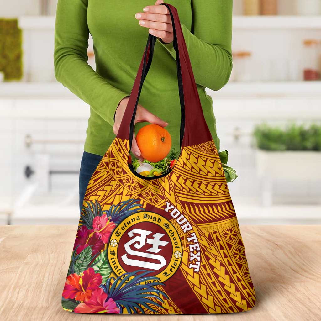 Personalised Tafuna High School Grocery Bag American Samoa Schools Polynesian Tropical Flowers LT14 - Polynesian Pride
