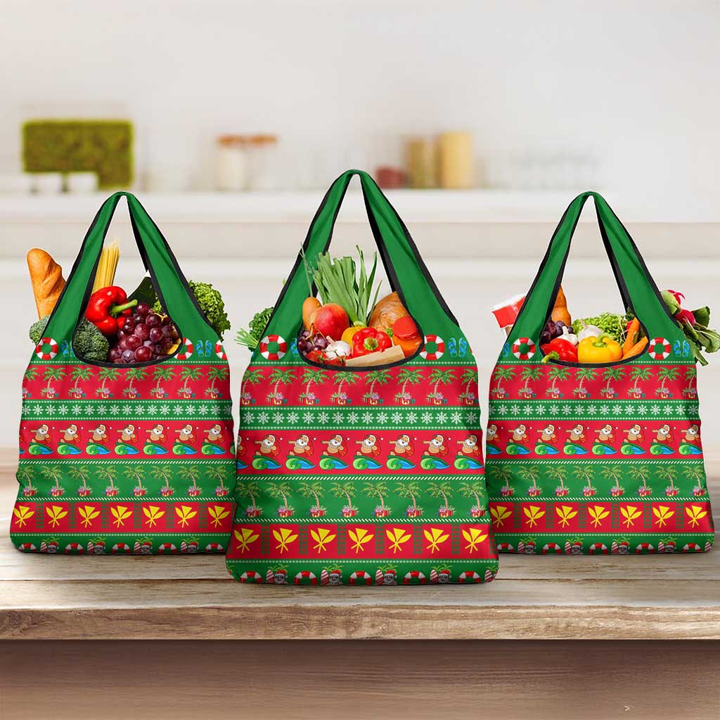 Hawaii Christmas Grocery Bag Mele Kalikimaka LT14 3-pack One Size Green - Polynesian Pride