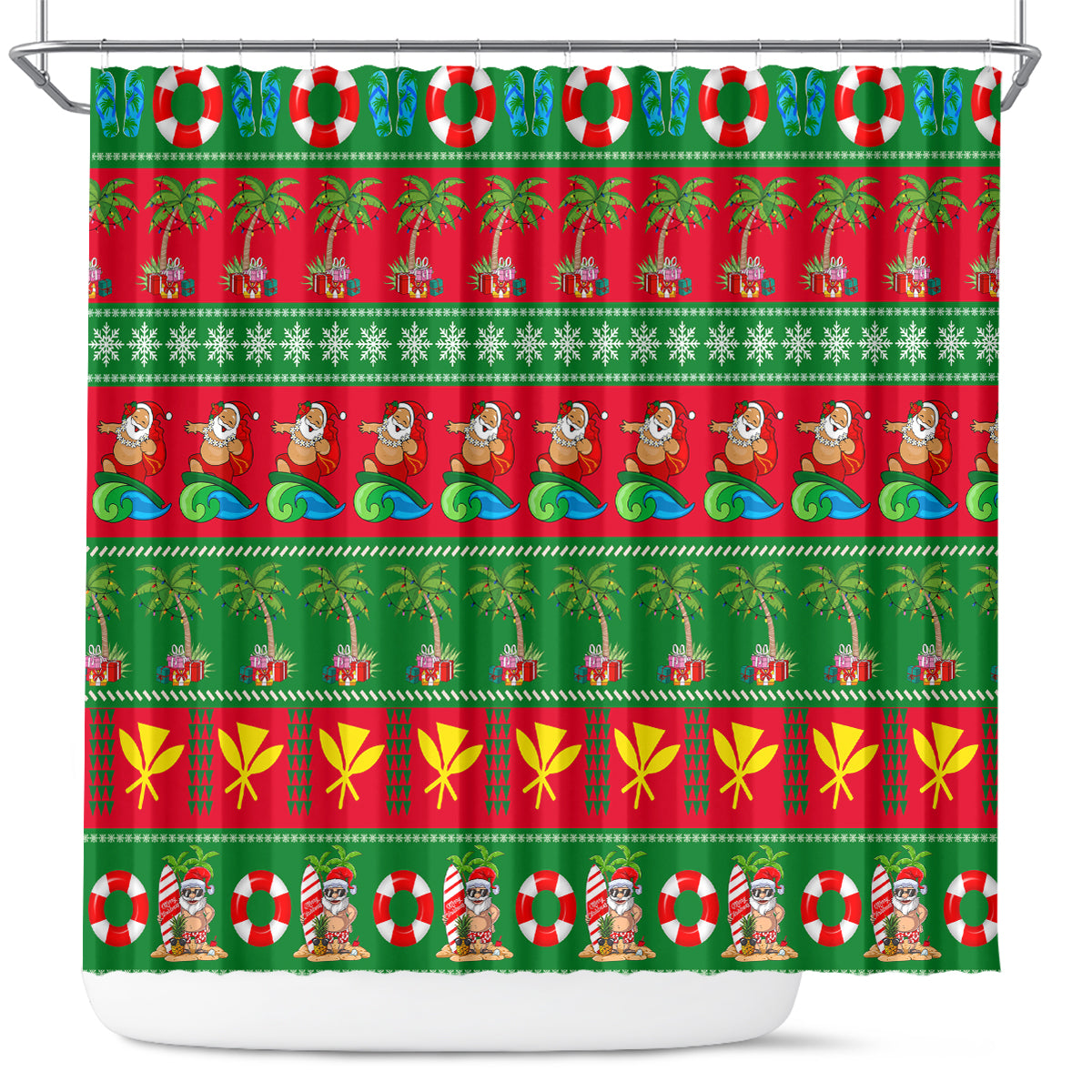 Hawaii Christmas Shower Curtain Mele Kalikimaka LT14 Green - Polynesian Pride