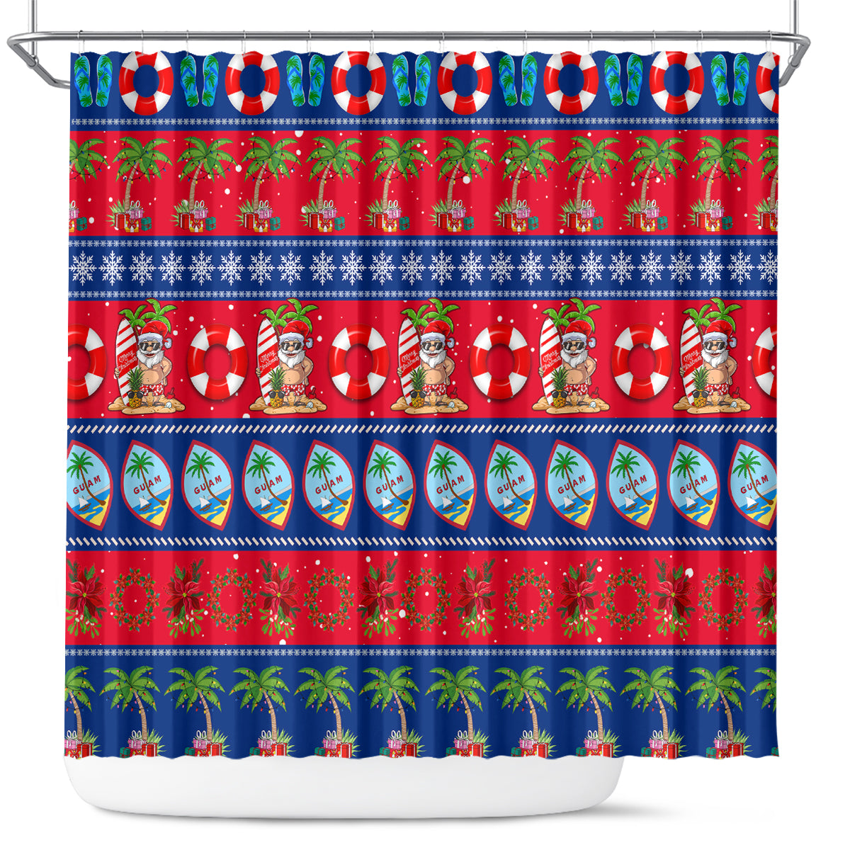 Guam Christmas Shower Curtain Felis Pasgua LT14 Blue - Polynesian Pride