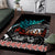 Personalised New Zealand Waka Area Rug Aotearoa Maori Silver Fern Pattern LT14 Black - Polynesian Pride