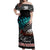 Personalised New Zealand Waka Off Shoulder Maxi Dress Aotearoa Maori Silver Fern Pattern LT14 Women Black - Polynesian Pride