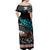 Personalised New Zealand Waka Off Shoulder Maxi Dress Aotearoa Maori Silver Fern Pattern LT14 - Polynesian Pride