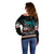 Personalised New Zealand Waka Off Shoulder Sweater Aotearoa Maori Silver Fern Pattern LT14 - Polynesian Pride