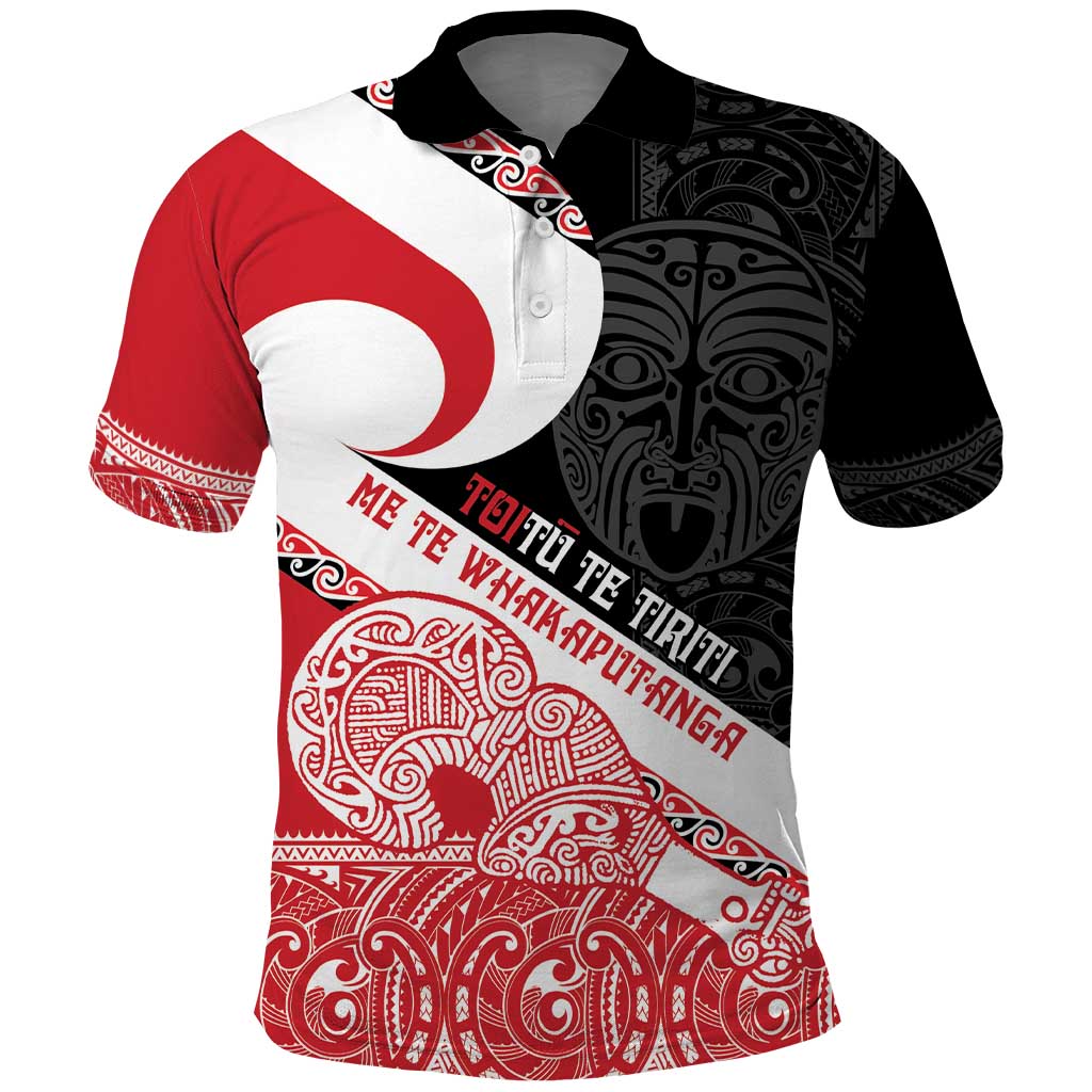 Toitu Te Tiriti Me Te Whakaputanga Polo Shirt Maori Wahaika With Haka Face