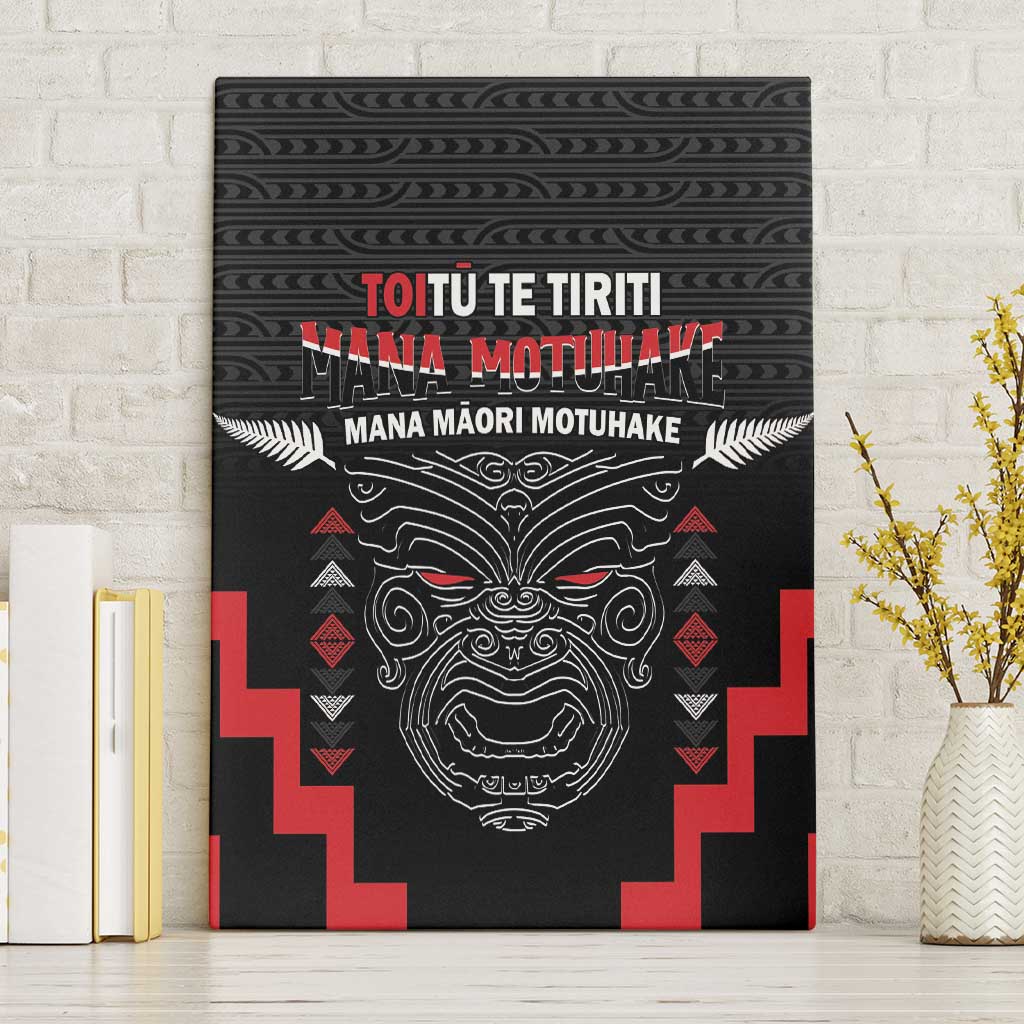 Personalised Toitu Te Tiriti Mana Maori Motuhake Canvas Wall Art Aotearoa Haka Face Mix Poutama Art