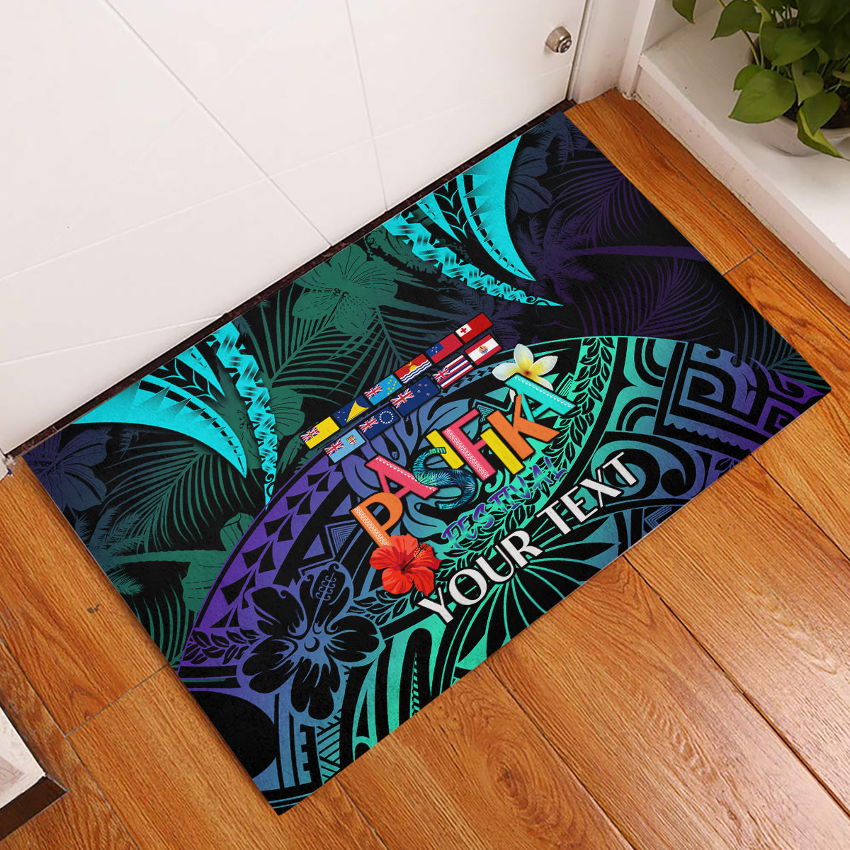 Personalised Pasifika Festival Auckland Rubber Doormat 2024 Pacific Islands Polynesian Pattern LT14 Purple - Polynesian Pride
