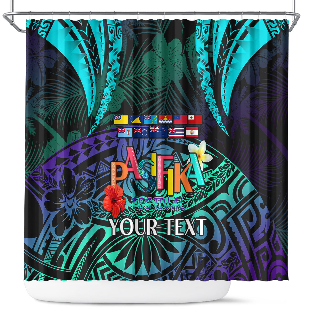 Personalised Pasifika Festival Auckland Shower Curtain 2024 Pacific Islands Polynesian Pattern LT14 Purple - Polynesian Pride