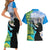 Personalised Honolulu Aloha Hawaii Couples Matching Short Sleeve Bodycon Dress and Hawaiian Shirt Tropical Leaves With Hula Girl LT14 - Polynesian Pride