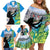 Personalised Honolulu Aloha Hawaii Family Matching Off Shoulder Short Dress and Hawaiian Shirt Tropical Leaves With Hula Girl LT14 - Polynesian Pride