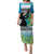 Personalised Honolulu Aloha Hawaii Puletasi Tropical Leaves With Hula Girl LT14 Long Dress Blue - Polynesian Pride